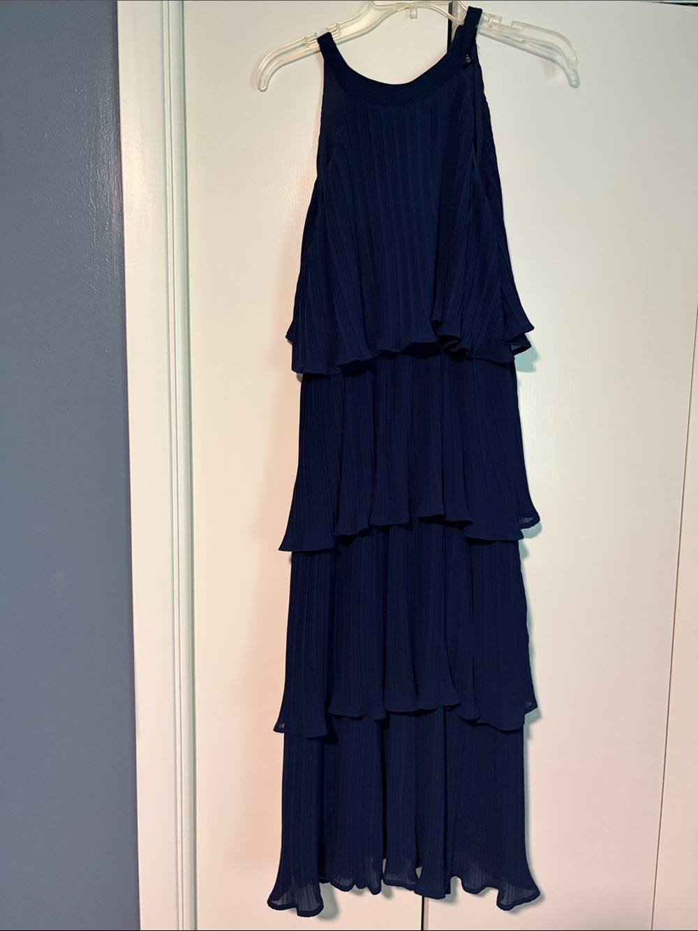 Navy Tiered Halter Maxi Dress - Women's Sz M